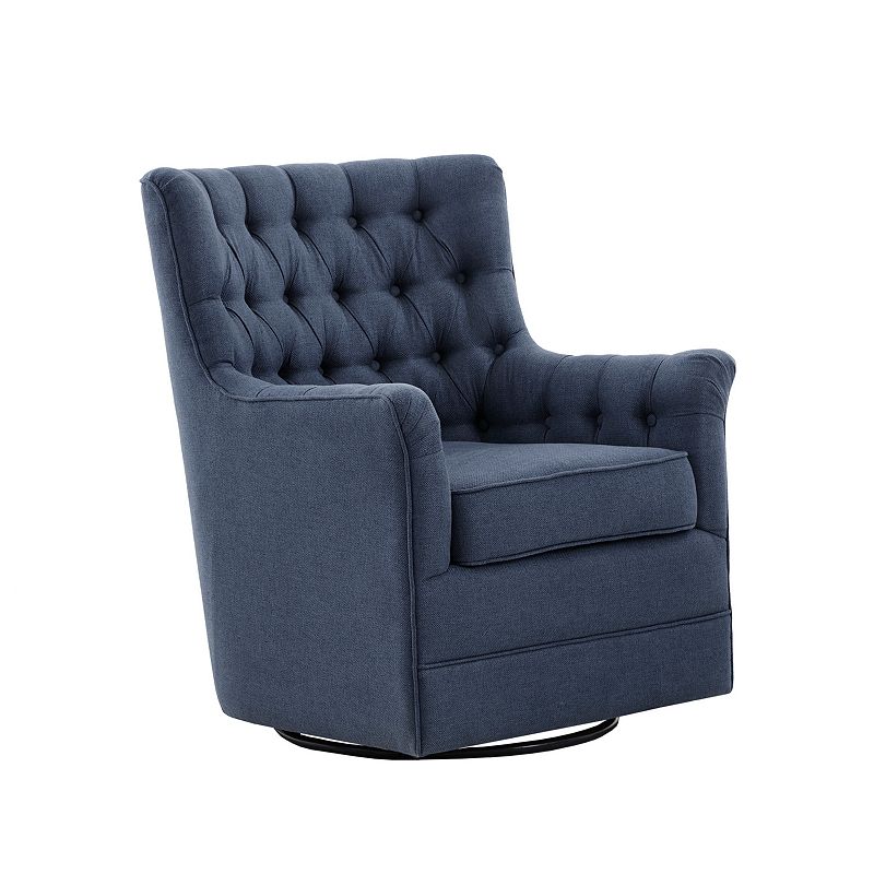 Madison Park Rae Swivel Glider Accent Chair, Blue