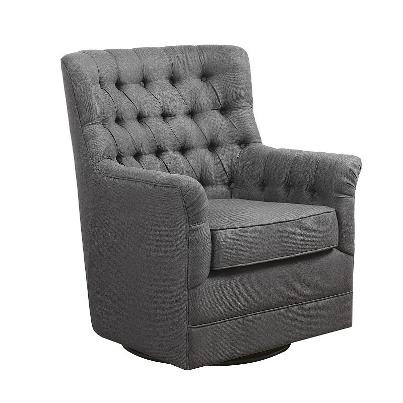 Madison Park Rae Swivel Glider Accent Chair, Grey
