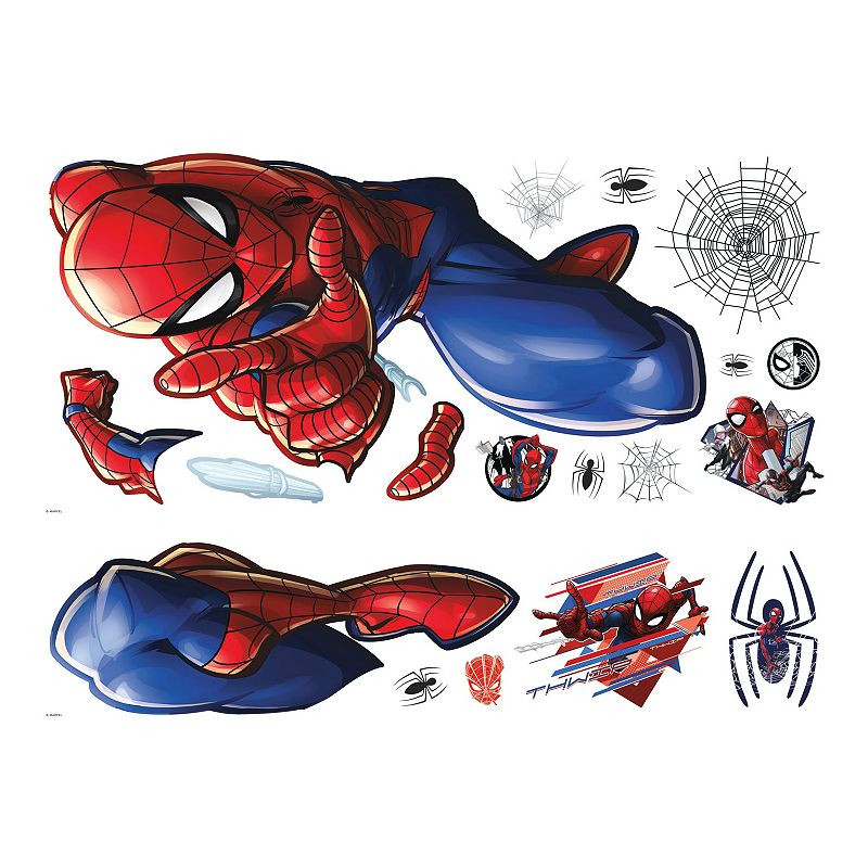 Roommates Spider-Man Peel and Stick Giant Wall Decals  Red and Blue 27.36 inches x 33.61 inches