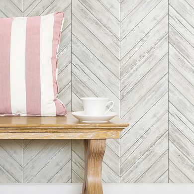 RoomMates Herringbone Faux Board Peel & Stick Wallpaper