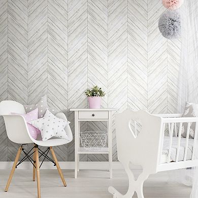 RoomMates Herringbone Faux Board Peel & Stick Wallpaper