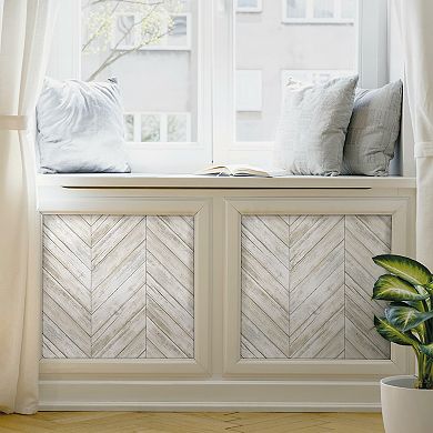 RoomMates Herringbone Faux Board Peel & Stick Wallpaper