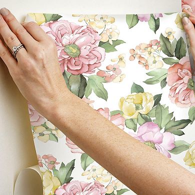 RoomMates Watercolor Floral Bouquet Peel & Stick Wallpaper