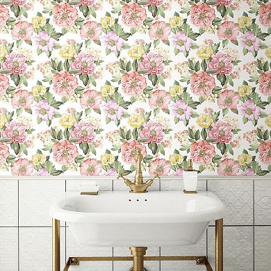 RoomMates Watercolor Floral Bouquet Peel & Stick Wallpaper