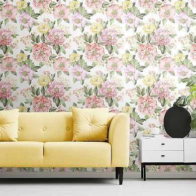 RoomMates Watercolor Floral Bouquet Peel & Stick Wallpaper