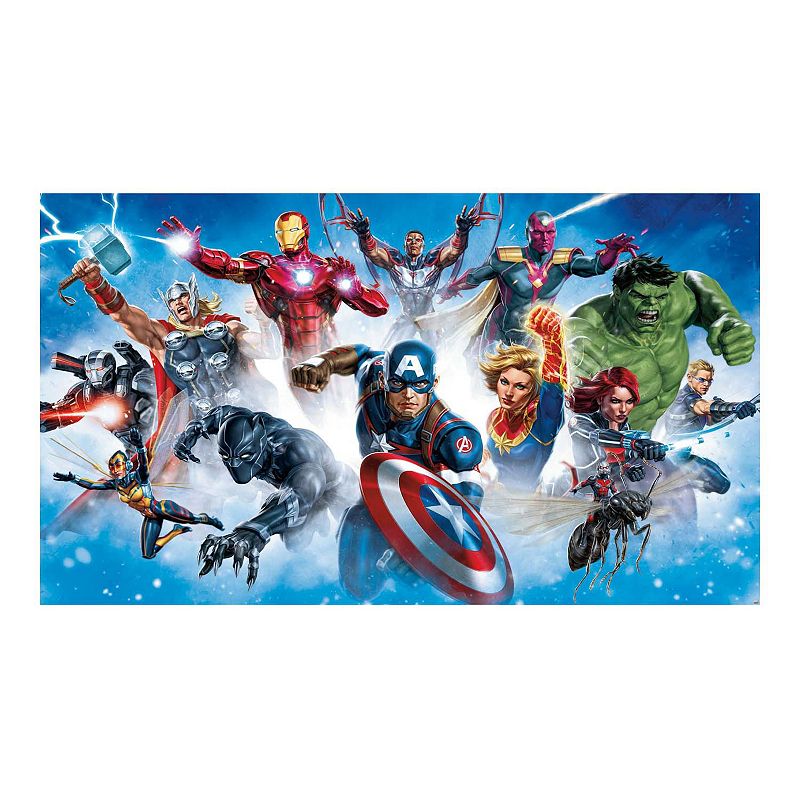 Marvel Avengers Gallery Peel & Stick Wallpaper Mural by RoomMates, Blue Red