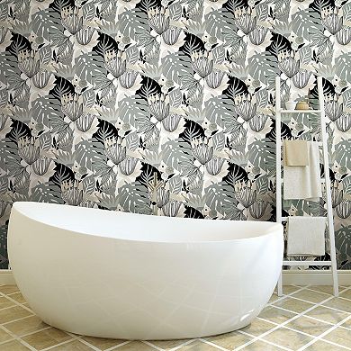 RoomMates Retro Tropical Leaves Peel & Stick Wallpaper