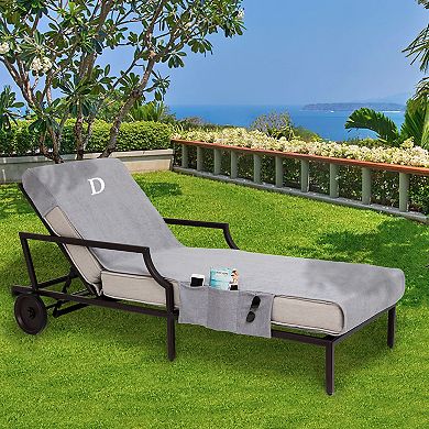 Linum Home Textiles Turkish Cotton Personalized Chaise Lounge Chair Slipcover & Side Pockets