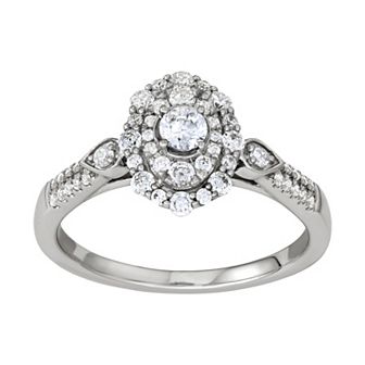 Simply Vera Vera Wang 14k White Gold 1/2 Carat T.W. Diamond Double Halo Engagement Ring