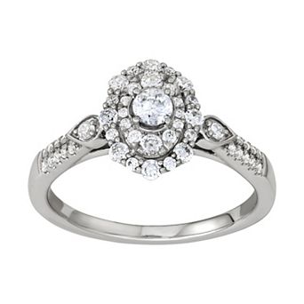 Simply Vera Vera Wang 14k White Gold 1/2 Carat T.W. Diamond Double Halo Engagement Ring