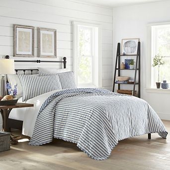 Stone Cottage Willow Way Ticking Stripe Quilt Set