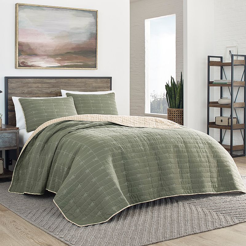 75834173 Eddie Bauer Troutdale Quilt Set, Green, Full/Queen sku 75834173