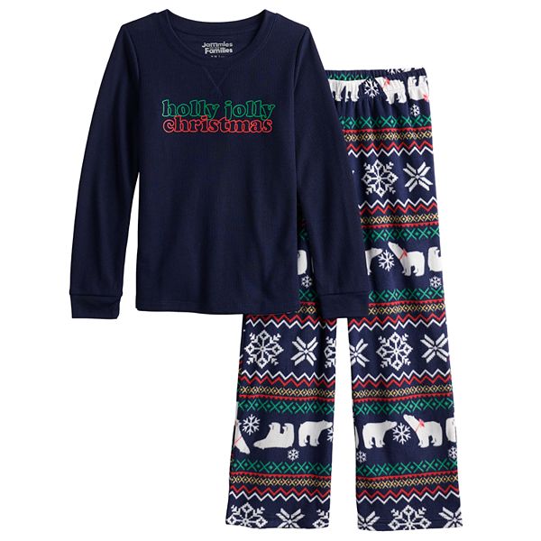 Girls 7 16 Jammies For Your Families Holly Jolly Open Hem Pajama Set