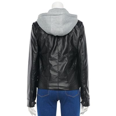 Leather Hooded Jacket Jou Jou Faux Leather Jacket Juniors' Jou Jou