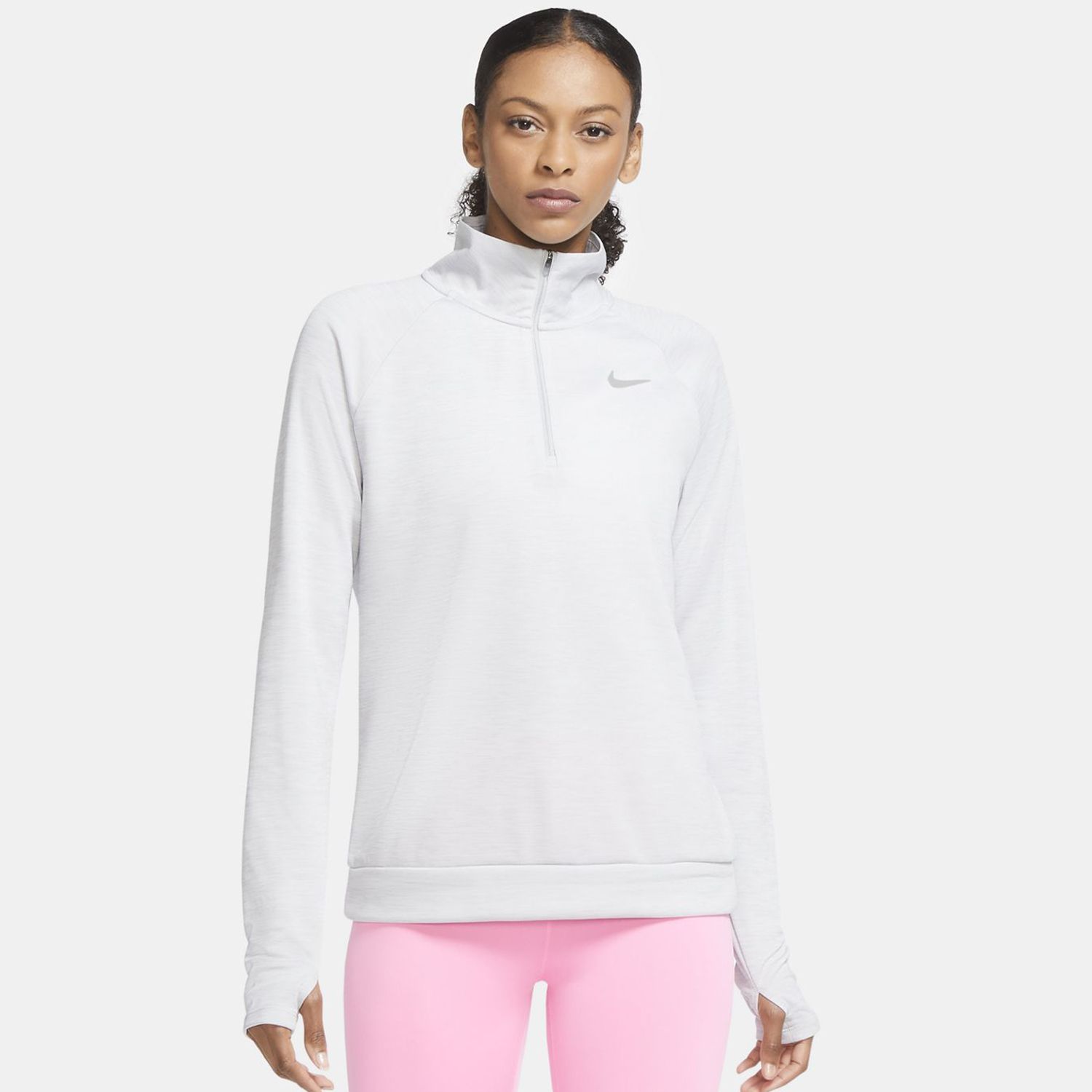 nike half zip running top grey