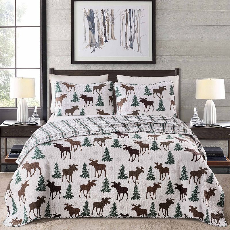 50205537 Great Bay Home Wilderness Moose Quilt and Sham Set sku 50205537