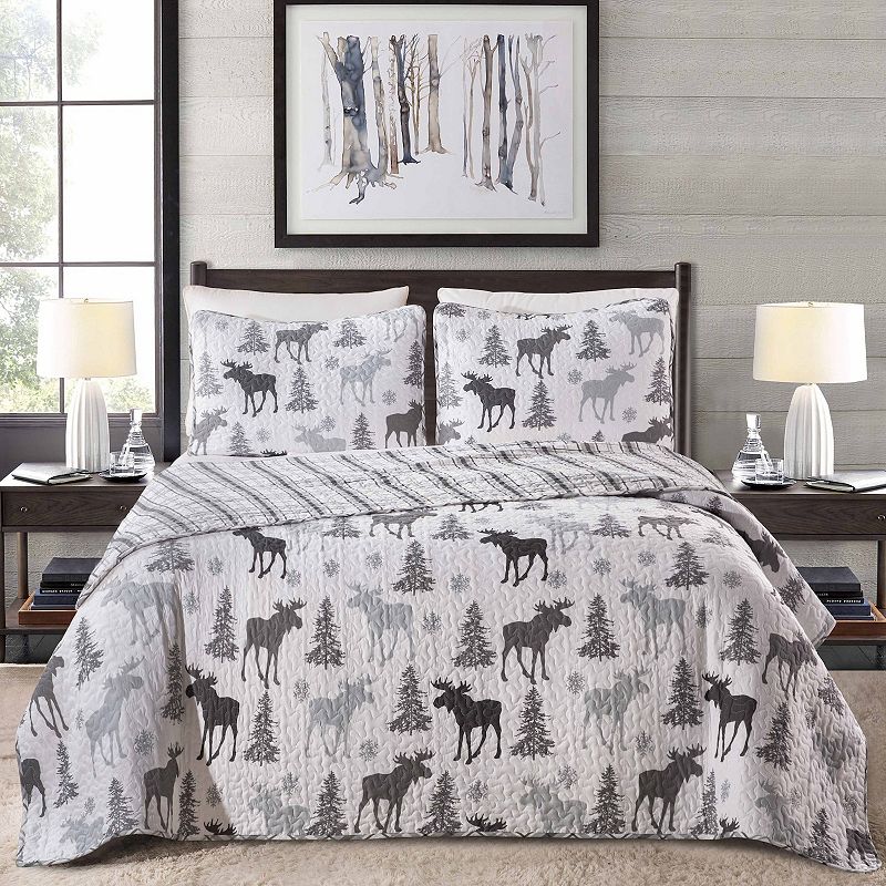 50205535 Great Bay Home Wilderness Moose Quilt and Sham Set sku 50205535