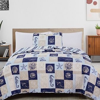 Madelinen® Caspian Patchwork Coastal Quilt and Sham Set