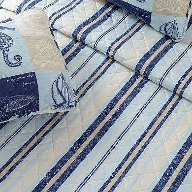 Madelinen® Caspian Patchwork Coastal Quilt and Sham Set