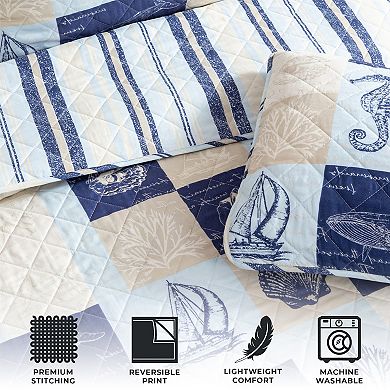 Madelinen® Caspian Patchwork Coastal Quilt and Sham Set