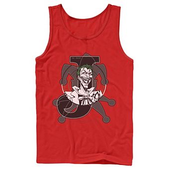 Men's DC Comics Joker Card Laughing Poster Tank Top
