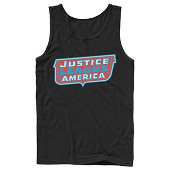 Men's DC Comics Justice League of America Text Poster Logo Tank Top