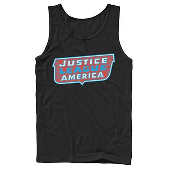 Men's DC Comics Justice League of America Text Poster Logo Tank Top