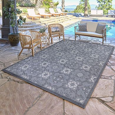 Avenue 33 Fosel Chora Ivory Blue Indoor Outdoor Area Rug