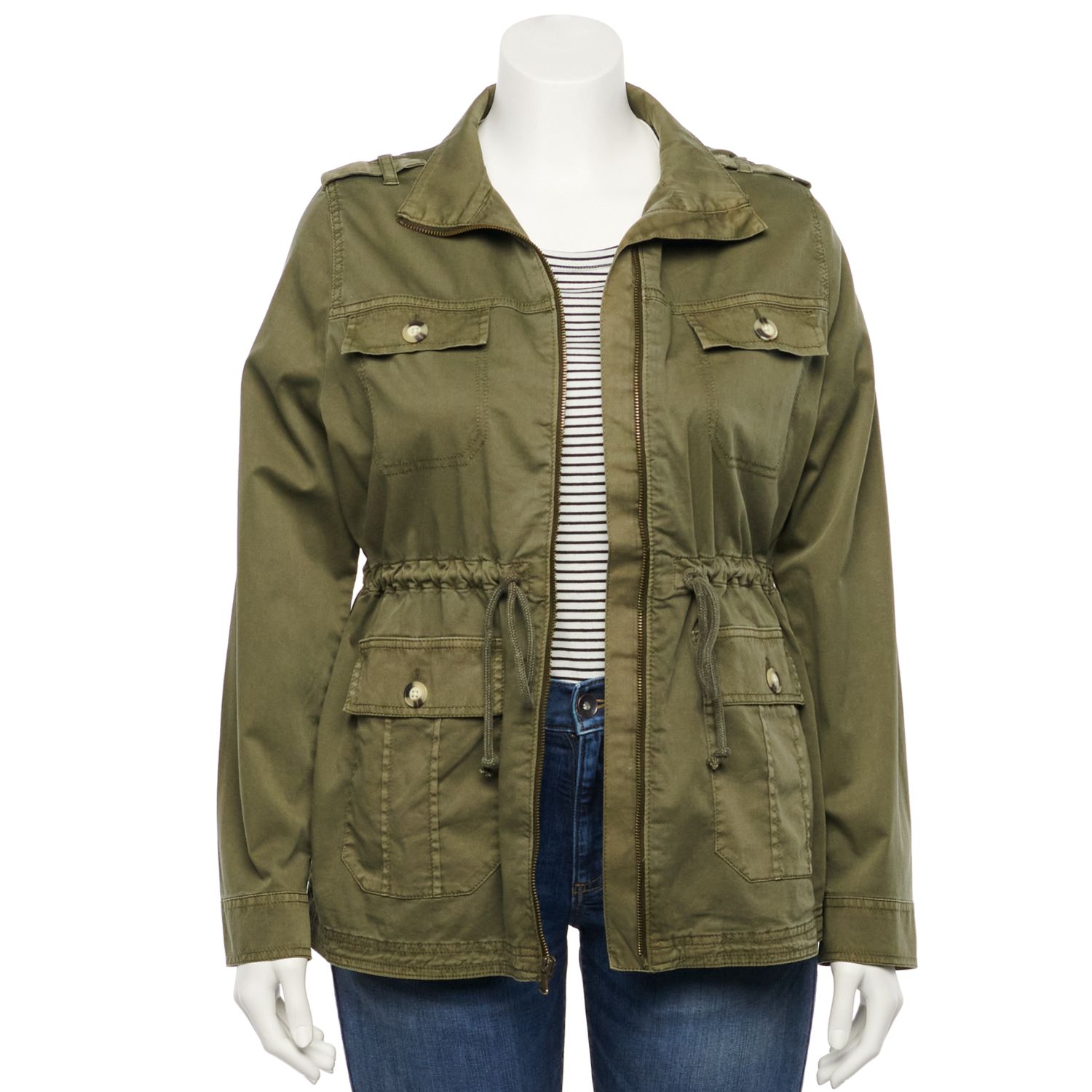 plus size green utility jacket