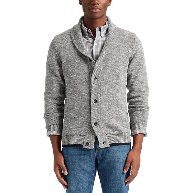 Essentials Men's Long-Sleeve Fleece Shawl-Collar Cardigan