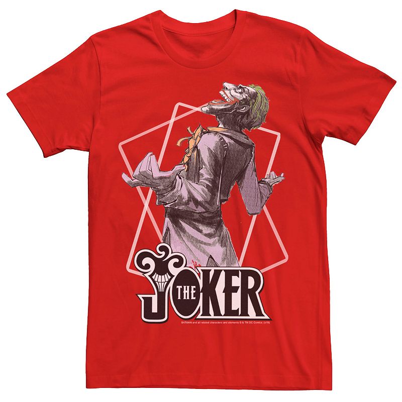 Men's DC Comics The Joker Card Outline Tee, Size: XXL, Red