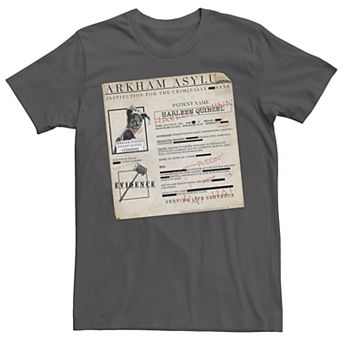 Men's Batman Harley Quinn Akham Asylum Records Tee