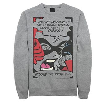 Men's DC Comics Harley Quinn Crying Comic Sweatshirt