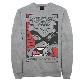 Men's DC Comics Harley Quinn Crying Comic Sweatshirt