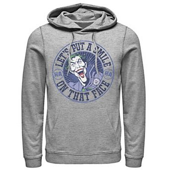 Mens DC Comics Batman Joker Put A Smile On Stamp Hoodie