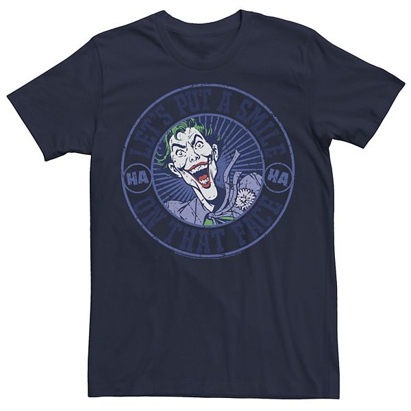 Mens DC Comics Batman Joker Put A Smile On Stamp Tee