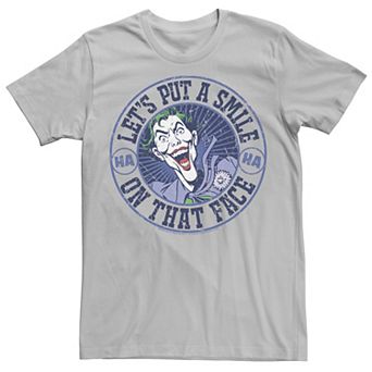 Mens DC Comics Batman Joker Put A Smile On Stamp Tee
