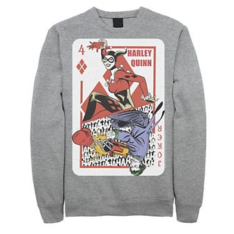 Mens DC Comics Harley Quinn Joker Playing Card Sweatshirt