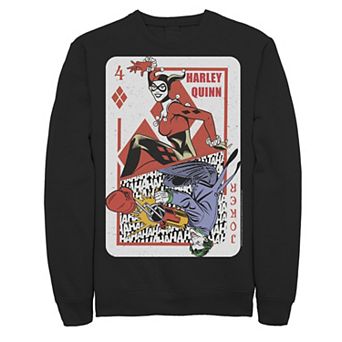 Mens DC Comics Harley Quinn Joker Playing Card Sweatshirt