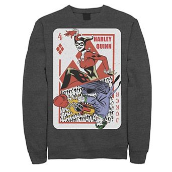 Mens DC Comics Harley Quinn Joker Playing Card Sweatshirt