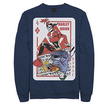 Mens DC Comics Harley Quinn Joker Playing Card Sweatshirt