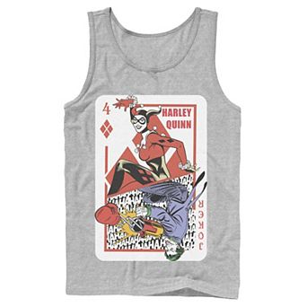 Mens DC Comics Harley Quinn Joker Playing Card Tank Top