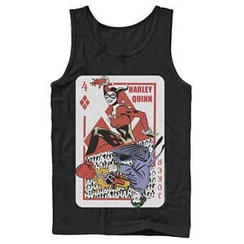 Mens DC Comics Harley Quinn Joker Playing Card Tank Top