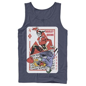 Mens DC Comics Harley Quinn Joker Playing Card Tank Top