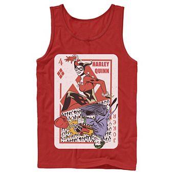 Mens DC Comics Harley Quinn Joker Playing Card Tank Top