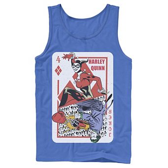 Mens DC Comics Harley Quinn Joker Playing Card Tank Top