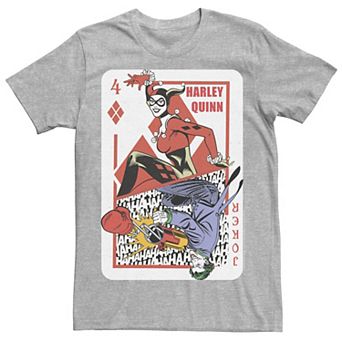 Mens DC Comics Harley Quinn Joker Playing Card Tee