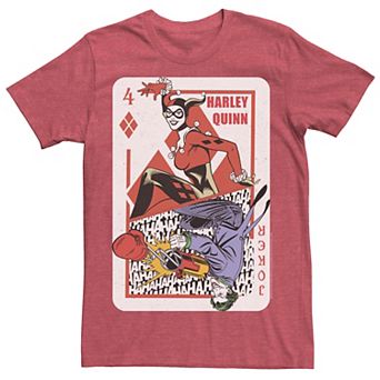 Mens DC Comics Harley Quinn Joker Playing Card Tee