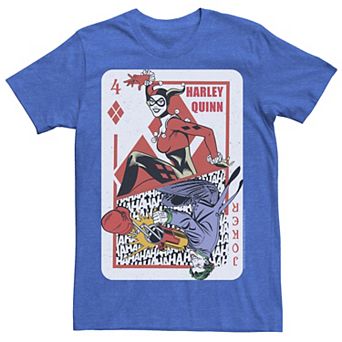 Mens DC Comics Harley Quinn Joker Playing Card Tee
