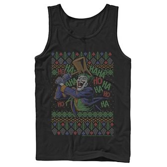 Mens Batman The Joker Laughing Vintage Knit Style Tank Top